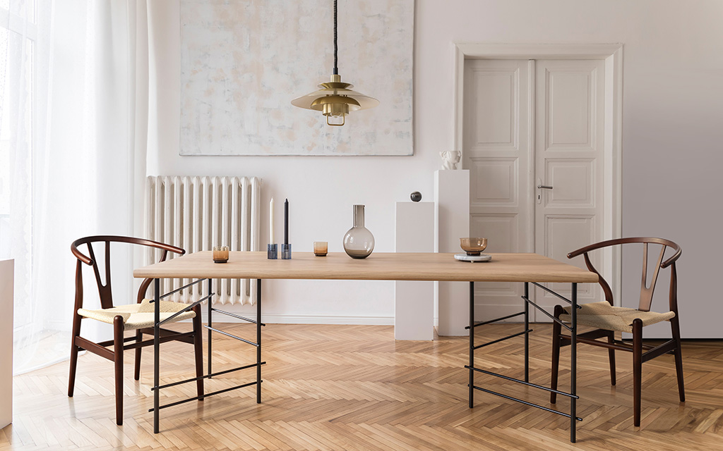 Wishbone chairs in modern home