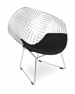 Bertoia Diamond Chair Replica - Black Cushion & Chrome Frame