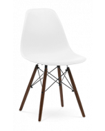 Eames DSW Chair Replica - White & Walnut Legs 