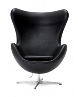 Arne Jacobsen Egg Chair Replica in Black Leather