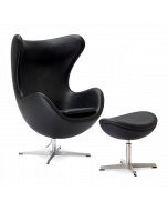 Jacobsen Egg Chair & Ottoman in Black leather 