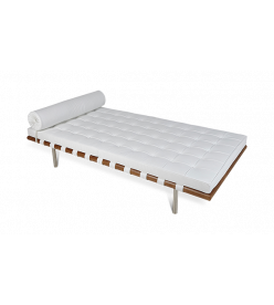 Ludwig Mies Van Der Rohe Barcelona Daybed Replica in White Leather - angle