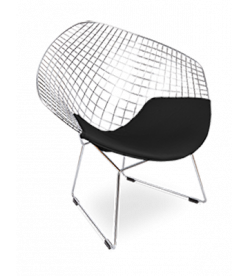Bertoia Diamond Chair Replica - Black Cushion & Chrome Frame