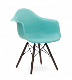 Limited Edition Eames Style DAW Chair - Cyan & Walnut Legs
