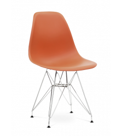 Limited Edition Eames Style DSR Chair - Burnt Orange & Chrome Legs