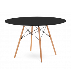 Eames Style 120cm Eiffel Dining Table - Black & Beech Legs