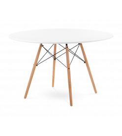 Eames Style 120cm Eiffel Dining Table - White & Beech Legs