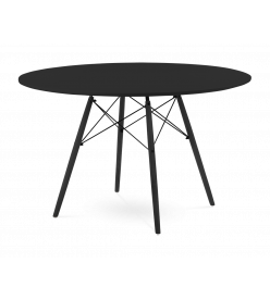Eames Style 120cm Eiffel Dining Table - Black & Black Legs