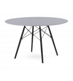 Eames Style 120cm Eiffel Dining Table - Mid Grey & Black Legs
