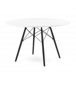 Eames Style 120cm Eiffel Dining Table - White & Black Legs