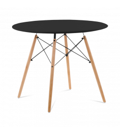 Eames Style 90cm Eiffel Dining Table - Black & Beech Legs