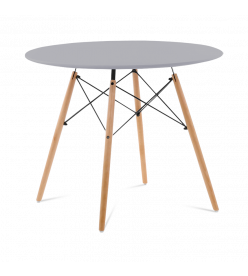 Eames Style 90cm Eiffel Dining Table - Mid Grey & Beech Legs