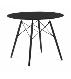 Eames Style 90cm Eiffel Dining Table - Black & Black Legs