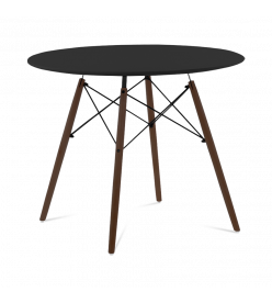 Eames Style 90cm Eiffel Dining Table - Black & Walnut Legs