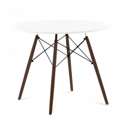 Eames Style 90cm Eiffel Dining Table - White & Walnut Legs