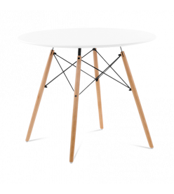 Eames Style 90cm Eiffel Dining Table - White & Beech Legs