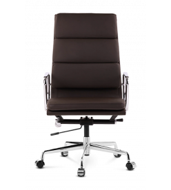 Eames EA219 Office Chair Replica upholstered in Dark Brown real Italian leather - front