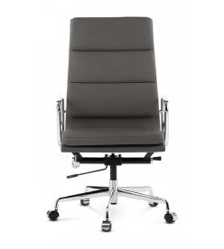 Director High Back Office Chair in Dark Grey Leather - front