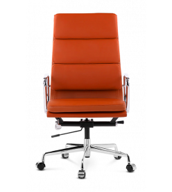 Director High Back Office Chair in Orange Leather - front