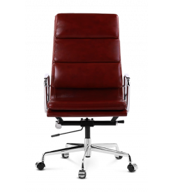 Eames EA219 Office Chair Replica upholstered in Red Wine real Italian leather - front