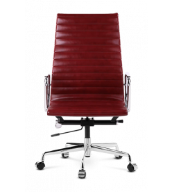 Eames EA119 Office Chair Replica upholstered in Red Wine real Italian leather - front