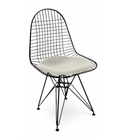 Eames DKR Chair Replica with White Cushion & Black Powder Coated Frame - front angle