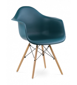 Eames DAW Chair in Ocean & Beech Legs - front angle