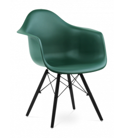 Eames DAW Chair in Forest Green & Black Legs - front angle