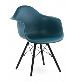 Eames DAW Chair in Ocean & Black Legs - front angle