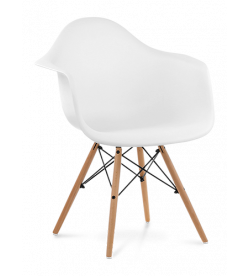 Eames DAW Chair in White & Beech Legs - front angle