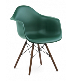 Eames DAW Chair in Forest Green & Walnut Legs - front angle