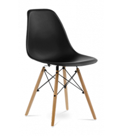 Eames DSW Chair Replica - Black & Beech Legs Front Angle