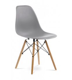 Eames DSW Chair Replica - Mid Grey & Beech Legs Front Angle