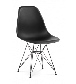Eames DSR Chair Replica in Black & Black Legs - front angle