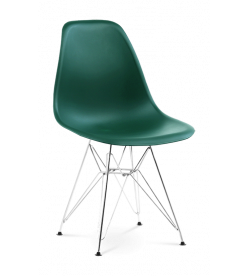 Eames DSR Chair Replica in Forest Green & Chrome Legs - front angle