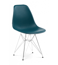 Eames DSR Chair Replica in Ocean & Chrome Legs - front angle