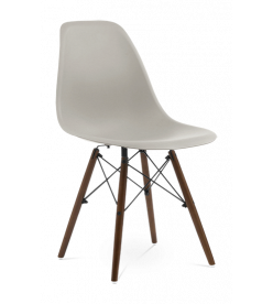 Eames DSW Chair Replica in Beige & Walnut Legs - front angle