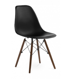 Eames DSW Chair Replica in Black & Walnut Legs - front angle