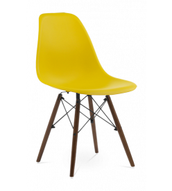 Eames DSW Chair Replica in Mustard & Walnut Legs - front angle