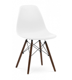 Eames DSW Chair Replica - White & Walnut Legs 