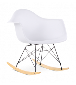 Eames RAR Rocking Chair Replica - White, Black Legs & Beech Rockers 