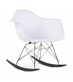 Eames RAR Rocking Chair Replica - White, Black Legs & Black Rockers
