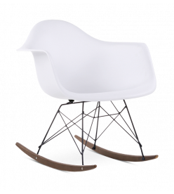 Eames RAR Rocking Chair Replica - White, Black Legs & Walnut Rockers 