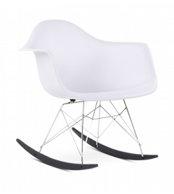 Eames RAR Rocking Chair Replica - White, Chrome Legs & Black Rockers 