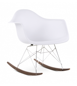 Eames RAR Rocking Chair Replica - White, Chrome Legs & Walnut Runners 