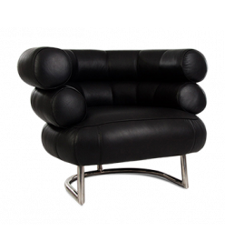 Gray Style Bibendum Chair - Black Leather