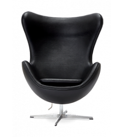 Arne Jacobsen Egg Chair Replica in Black Leather
