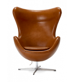 Arne Jacobsen Egg Chair Replica in Tan Brown Leather