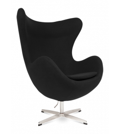 Jacobsen Egg Chair Replica - Black Wool Front Angle