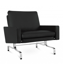 Kjærholm PK31 Chair Replica - Black Leather Front Angle
